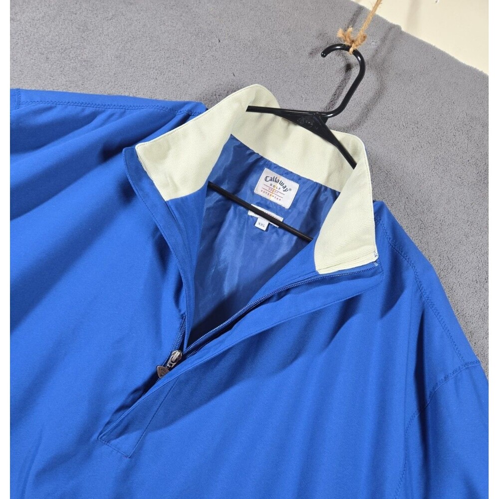 Vintage Callaway Windbreaker Jacket Mens XXL Blue Golf 1/4 Zip Short Sleeve